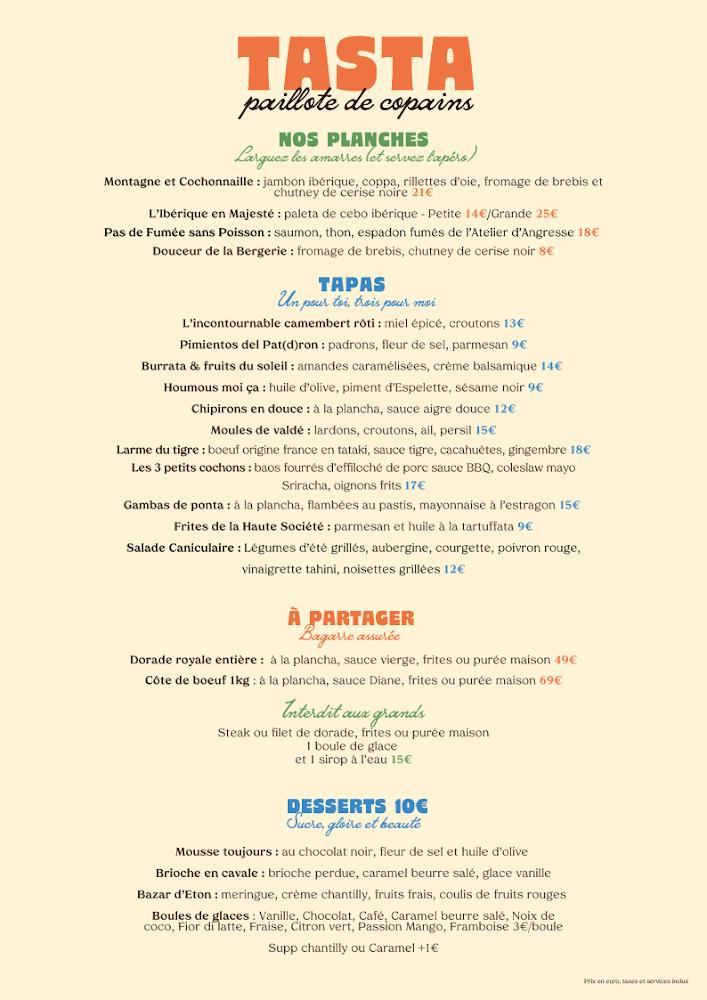 TASTA, Paillote de copains - Menu Image 1